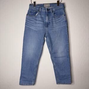 Everlane Women's The Cheeky Jean 27 Crop Blue Denim Hem Adjusted Whiskered